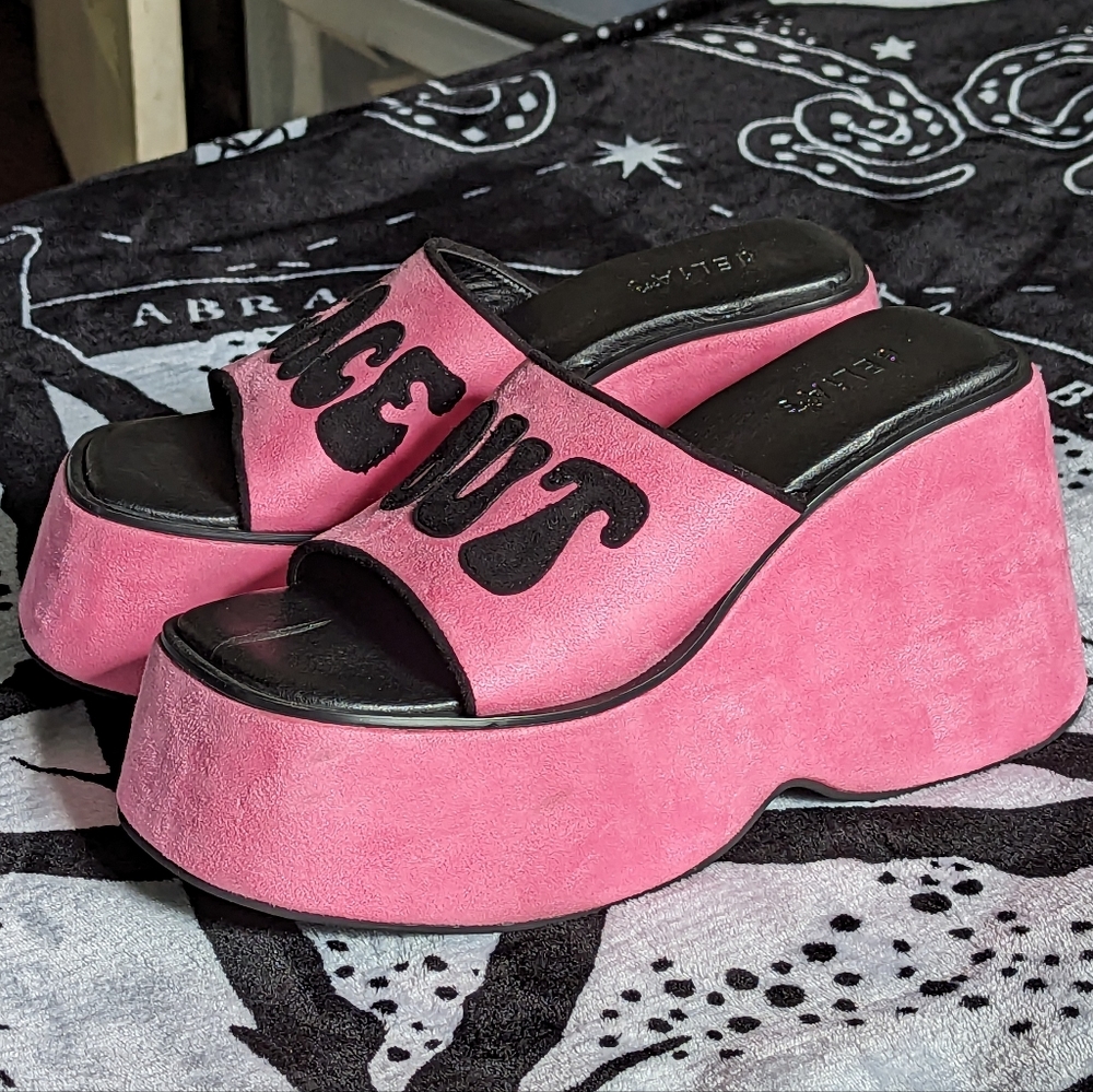 🩷 Dolls Kill That 70s Flow Peace Out Platform Slides 🩷 - Picture 2 of 11